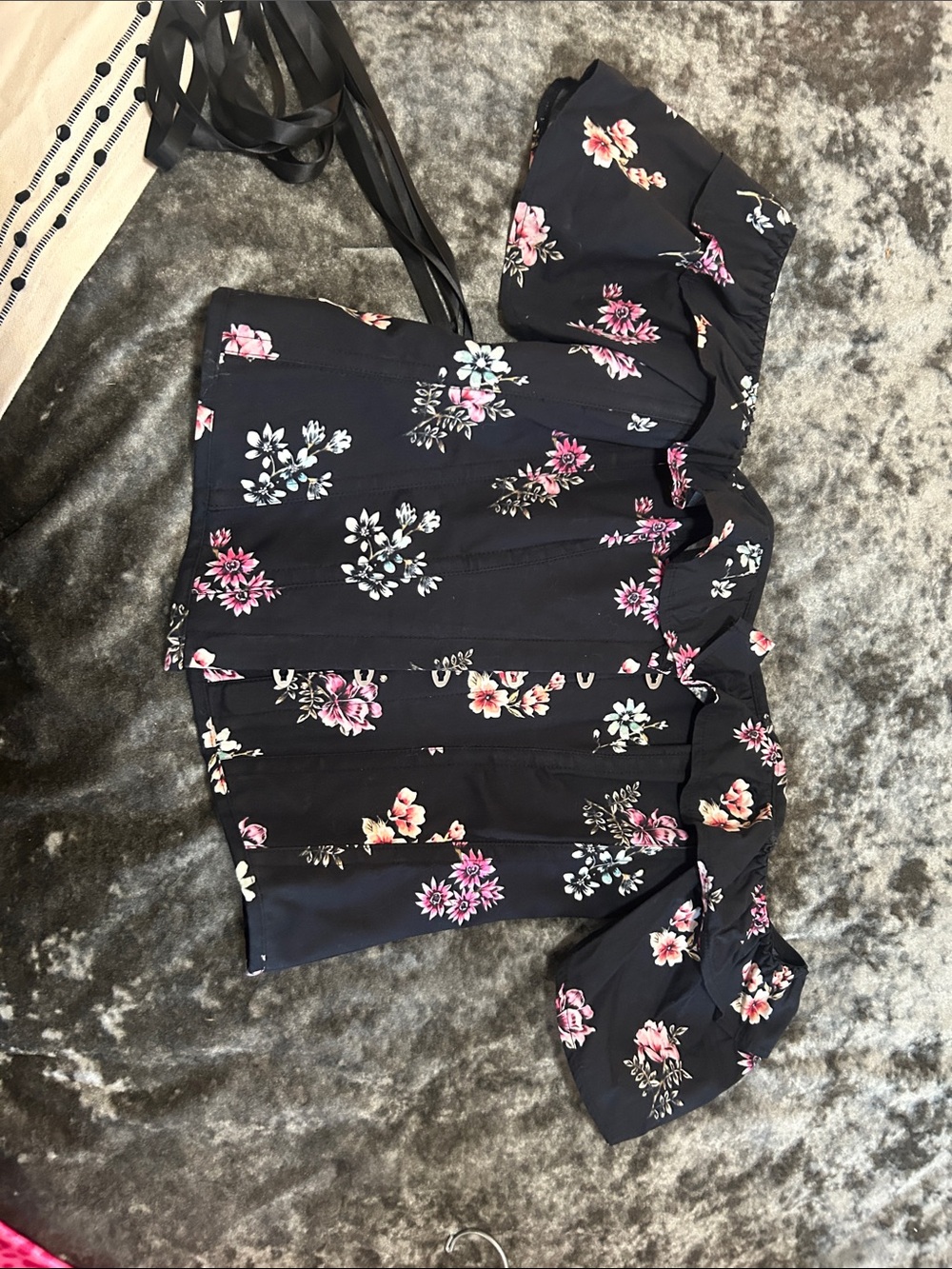 Women’s Black Floral Off-Shoulder Blouse